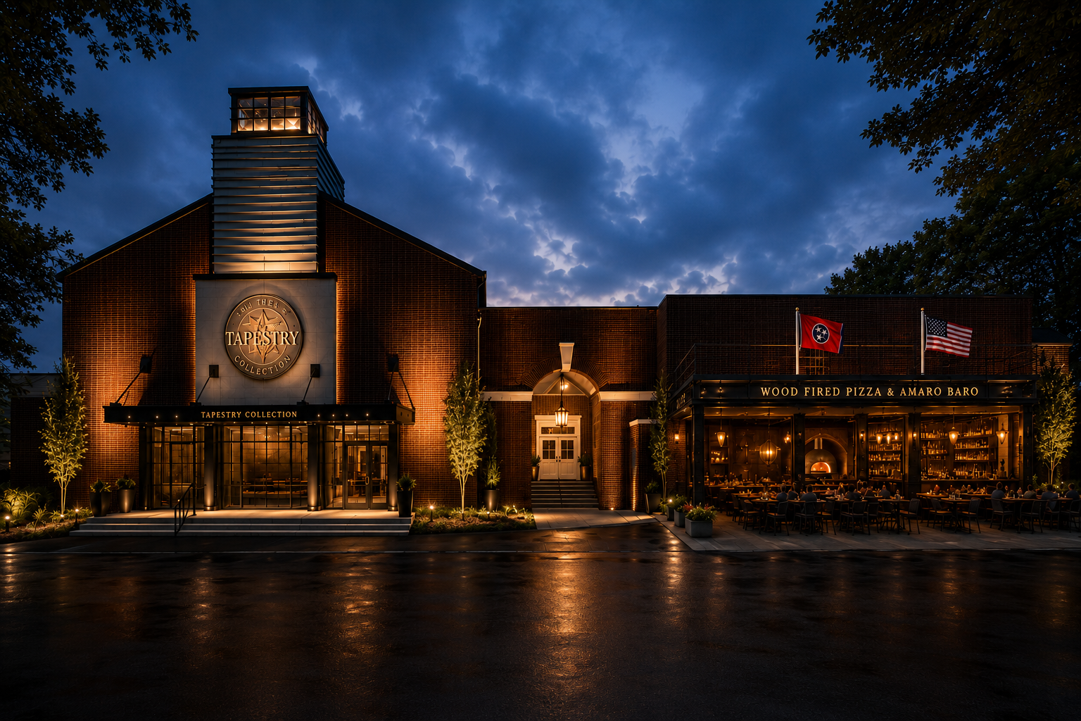 The Mulehouse District at night